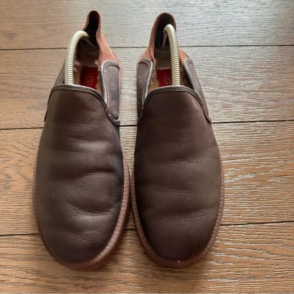 UGG Cooke Grizzly Men's Size 9 Brown Slip On Leather Slippers Missing Size Tags - Picture 9 of 9